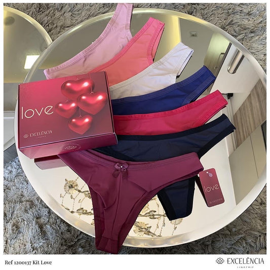 Kit de calcinhas love com 7 unidades