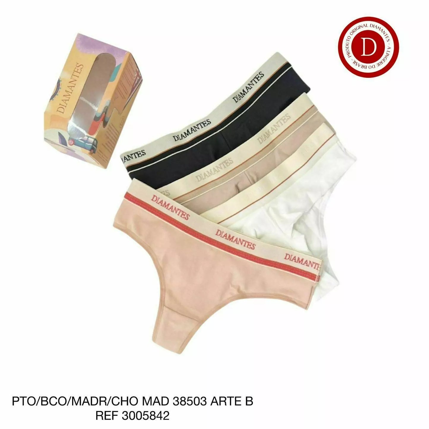 KIT COM 4 CALCINHAS FIO ESTREITA DE COTTON NA CAIXA ELAST PERS DESPOJADA AD