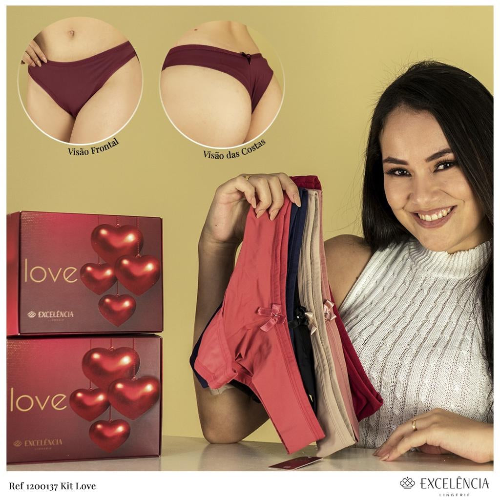 Kit de calcinhas love com 7 unidades