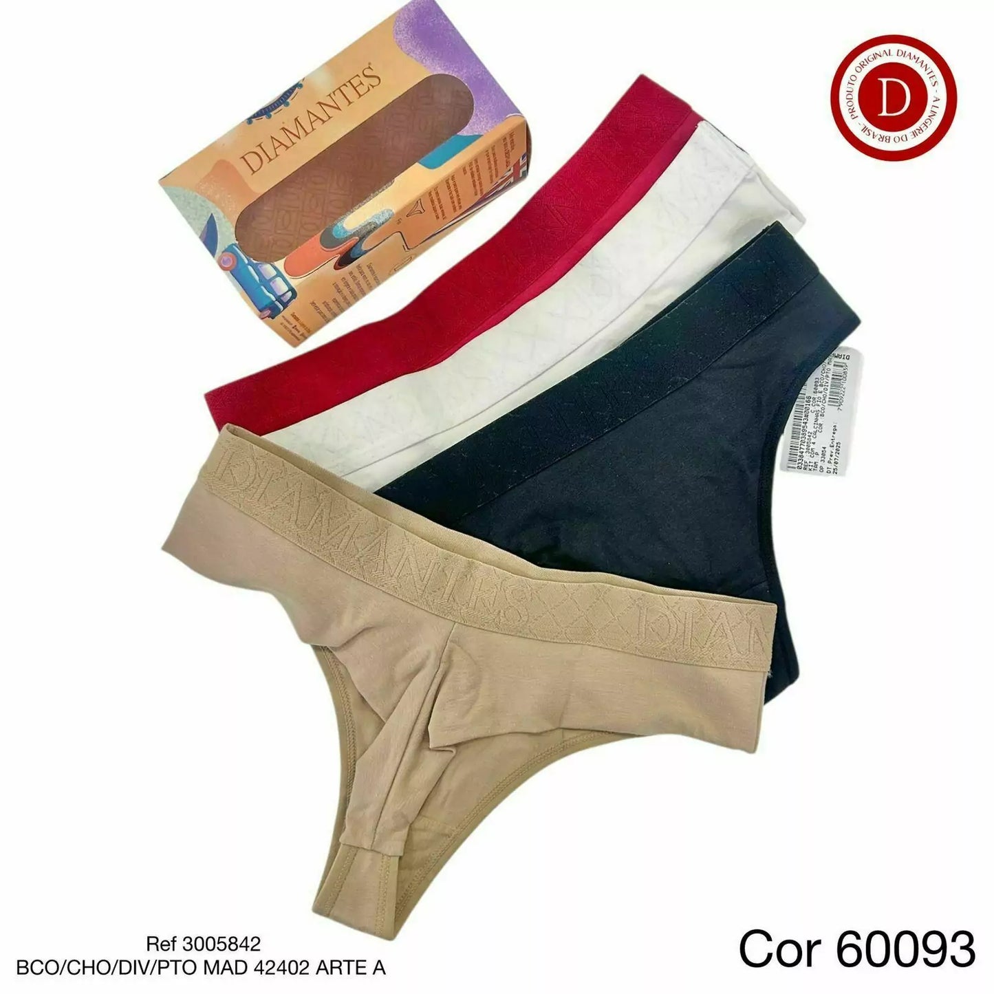 KIT COM 4 CALCINHAS FIO ESTREITA DE COTTON NA CAIXA ELAST PERS DESPOJADA AD