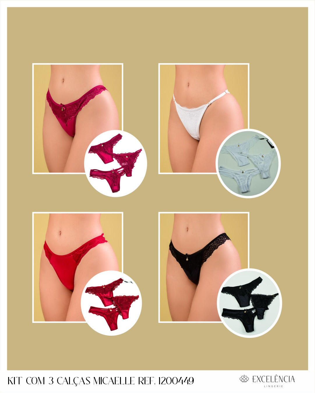 Kit de calcinhas Micaele
